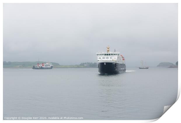 Calmac ferries, MV Clansman arriving in Oban, MV Hebridean Isles Print by Douglas Kerr