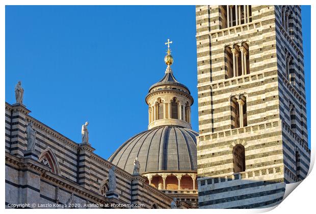 Dome and Bell Tower of the Duomo - Siena Print by Laszlo Konya