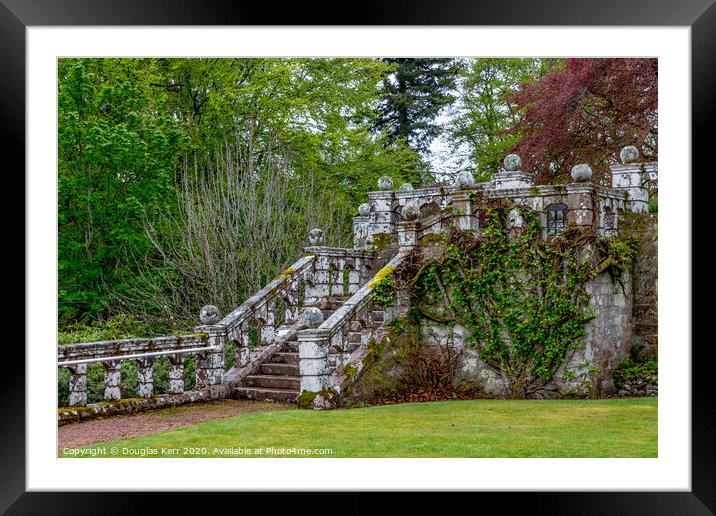 Garden steps at Kildrummy Park Castle Hotel Framed Mounted Print by Douglas Kerr