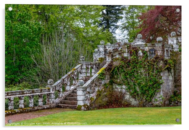 Garden steps at Kildrummy Park Castle Hotel Acrylic by Douglas Kerr