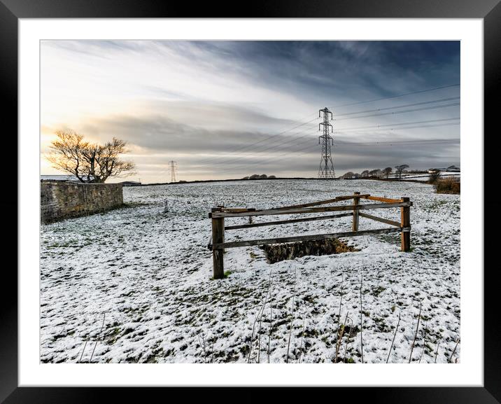 Snowy fields of Tockholes, Darwen Framed Mounted Print by Jonathan Thirkell