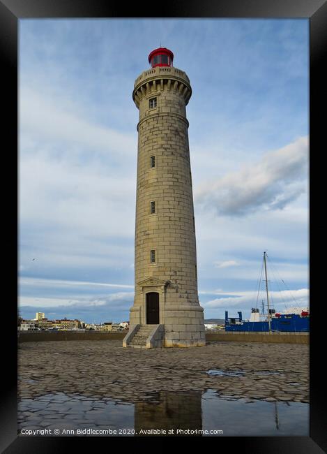 Sete Lighthouse, South of France Framed Print by Ann Biddlecombe