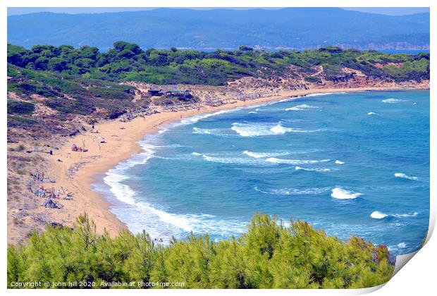 Mandraki beach on Skiathos Island in Greece. Print by john hill