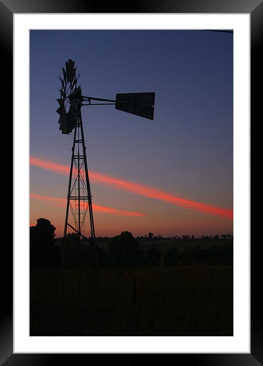 Sunset Windmil Framed Mounted Print by Hush Naidoo