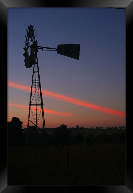 Sunset Windmil Framed Print by Hush Naidoo