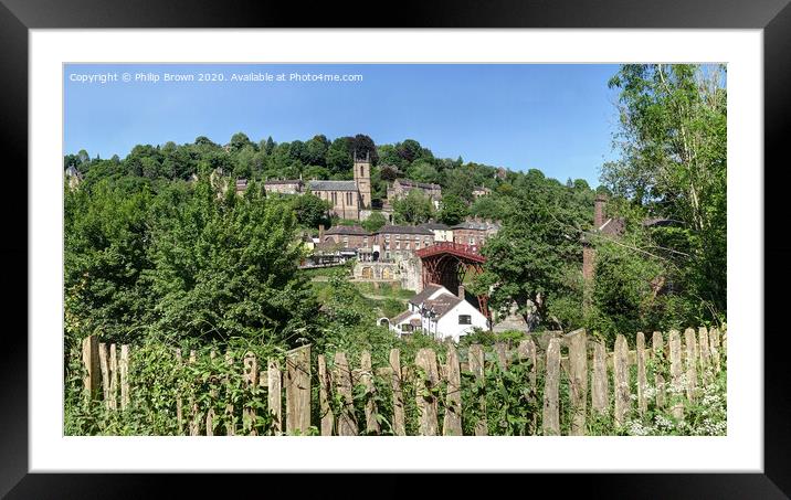 Over the old Fence to Ironbridge Village, Panorama  Framed Mounted Print by Philip Brown