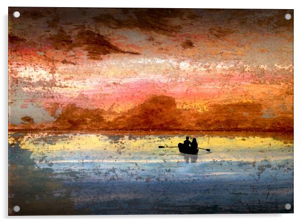 Rowing At Sunset  Acrylic by Robert Fennah