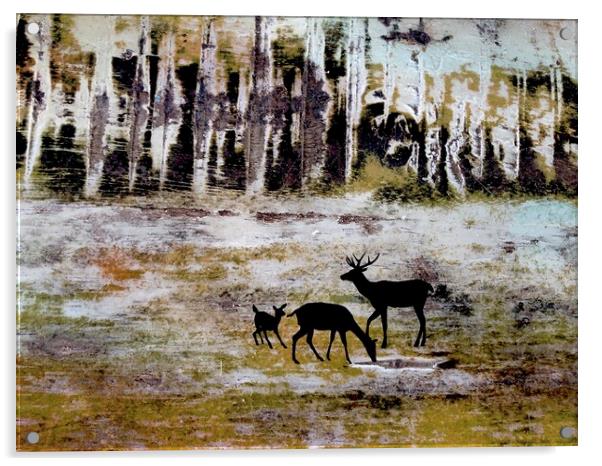 Grazing Deer Acrylic by Robert Fennah