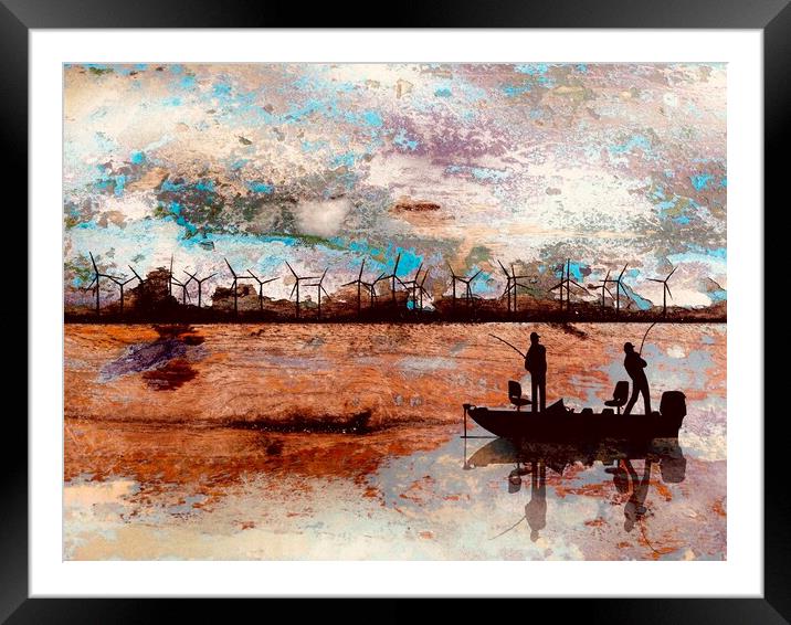 Fishermen & Windmills Framed Mounted Print by Robert Fennah