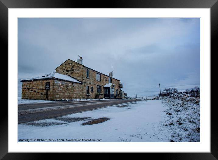 The Royalty inn - Guiseley - snowbound Framed Mounted Print by Richard Perks
