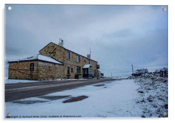 The Royalty inn - Guiseley - snowbound Acrylic by Richard Perks