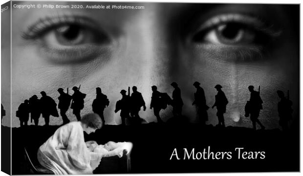 A Mothers Tears, Black and White Version Canvas Print by Philip Brown