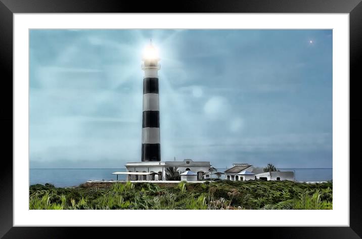 LIGHTHOUSE WITH FLARE Framed Mounted Print by LG Wall Art