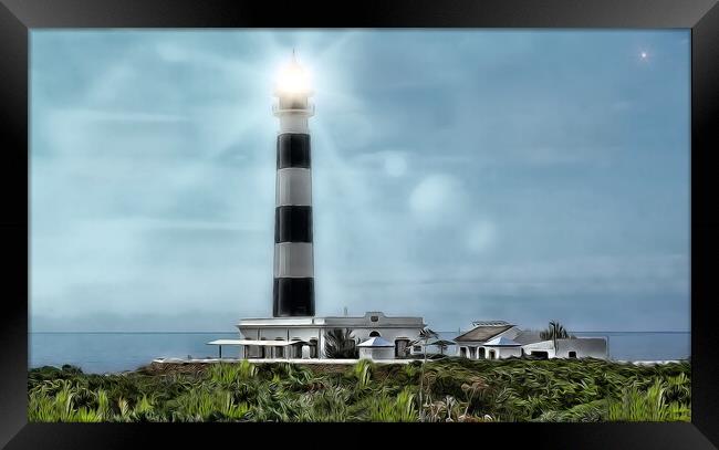 LIGHTHOUSE WITH FLARE Framed Print by LG Wall Art