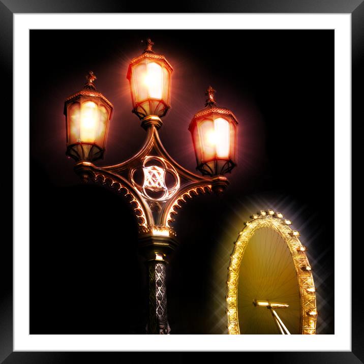 LONDON DAZZLE LIGHTS Framed Mounted Print by LG Wall Art