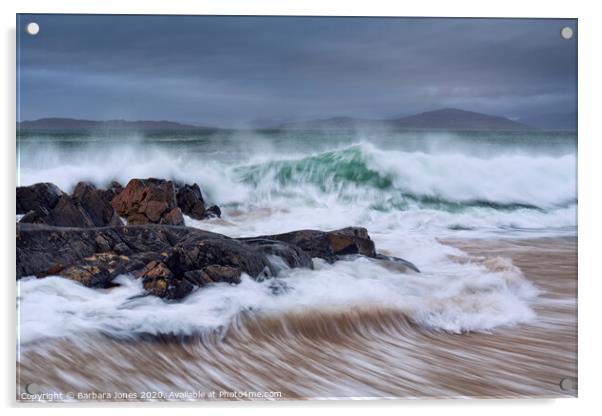 Bagh Steinigidh and Taransay  Isle of Harris Scotl Acrylic by Barbara Jones