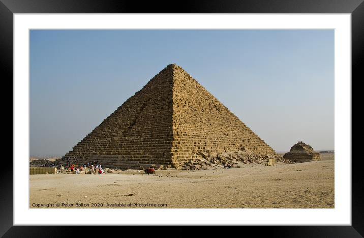 Pyramid of Menkaure at Giza, Egypt. Framed Mounted Print by Peter Bolton