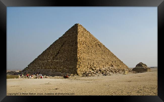 Pyramid of Menkaure at Giza, Egypt. Framed Print by Peter Bolton