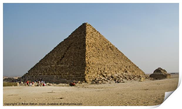 Pyramid of Menkaure at Giza, Egypt. Print by Peter Bolton