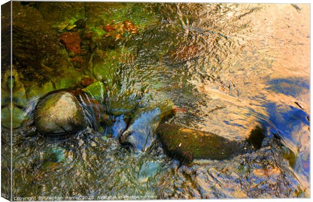 River Water Over Stones Canvas Print by Stephen Hamer
