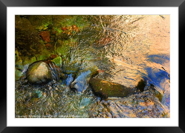 River Water Over Stones Framed Mounted Print by Stephen Hamer