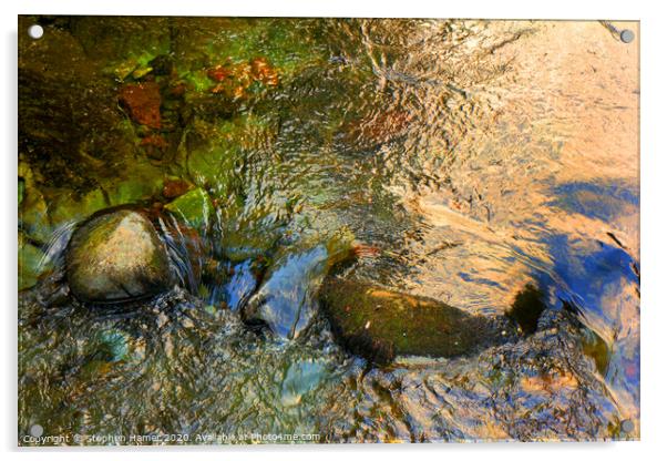 River Water Over Stones Acrylic by Stephen Hamer