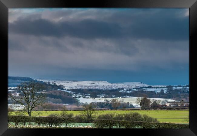 Snow and Dramatic Light on The Stang, Teesdale Framed Print by Richard Laidler