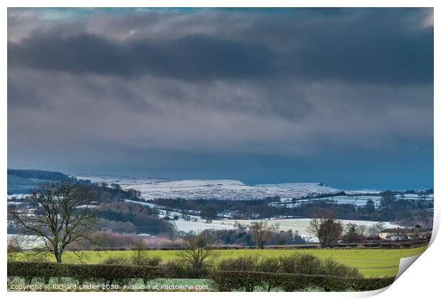 Snow and Dramatic Light on The Stang, Teesdale Print by Richard Laidler