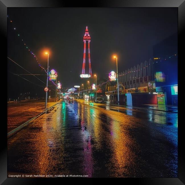 Blackpool tower and illuminations  Framed Print by Sarah Paddison
