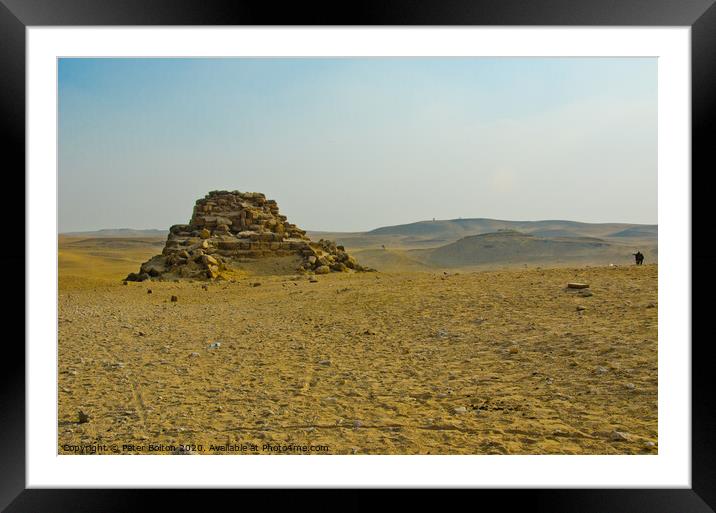Desert landscape at Giza, Egypt.  Framed Mounted Print by Peter Bolton