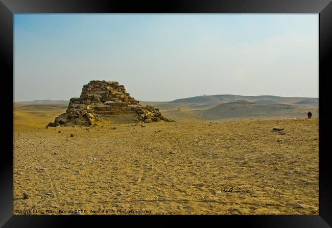 Desert landscape at Giza, Egypt.  Framed Print by Peter Bolton