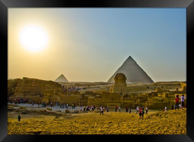The pyramid site at Giza, Egypt. Framed Print by Peter Bolton