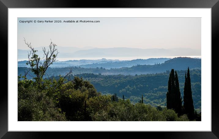 View of the Corfu landscape Framed Mounted Print by Gary Parker