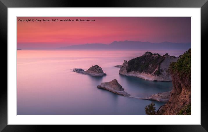 Cape Drastis, Corfu, at sunset	 Framed Mounted Print by Gary Parker