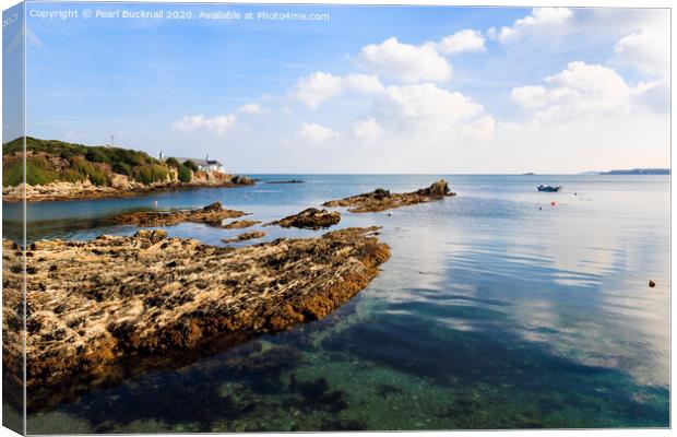 Calm in Bull Bay Anglesey Seascape Canvas Print by Pearl Bucknall