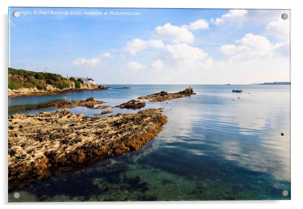 Calm in Bull Bay Anglesey Seascape Acrylic by Pearl Bucknall