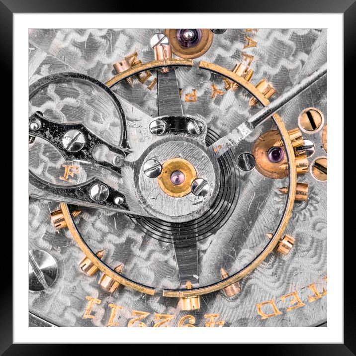 Balance wheel of a vintage pocketwatch Framed Mounted Print by Jim Hughes