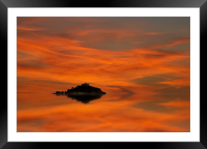 St Michaels Mount reflected Framed Mounted Print by Oxon Images