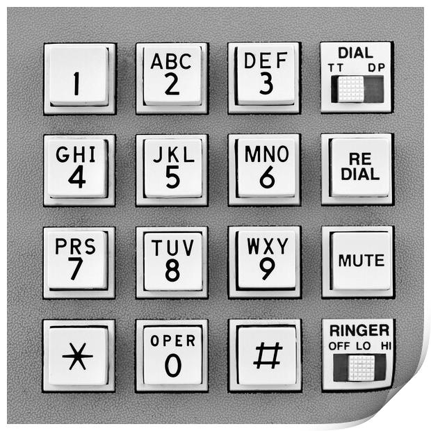 telephone touch tone keypad Print by Jim Hughes