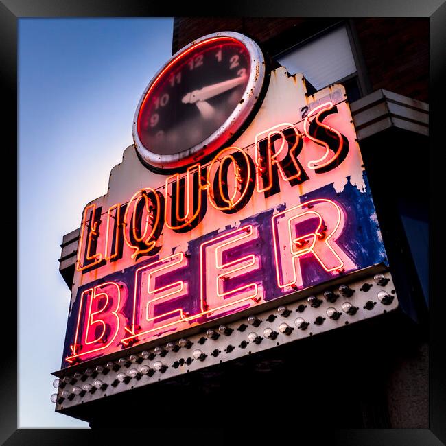 Liquors and Beer on University Ave Framed Print by Jim Hughes