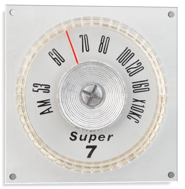 Super 7 portable radio dial Acrylic by Jim Hughes