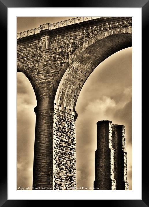 Moorswater Viaduct & Brunel's Original Pier. Framed Mounted Print by Neil Mottershead