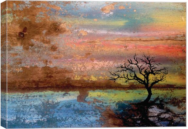 Tree At Sunset Canvas Print by Robert Fennah