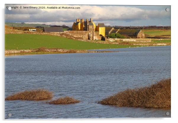 Sker House Kenfig Burrows Acrylic by Jane Emery