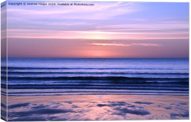 Sunrise from a Northumberland beach. Canvas Print by Andrew Heaps