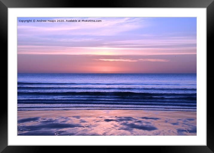 Sunrise from a Northumberland beach. Framed Mounted Print by Andrew Heaps