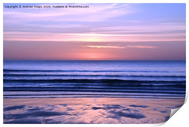 Sunrise from a Northumberland beach. Print by Andrew Heaps