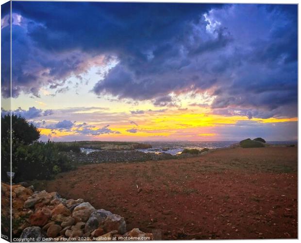 Dramatic Sunset over San Adeodato Menorca  Canvas Print by Deanne Flouton