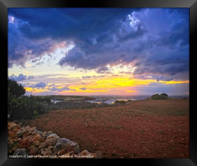 Dramatic Sunset over San Adeodato Menorca  Framed Print by Deanne Flouton