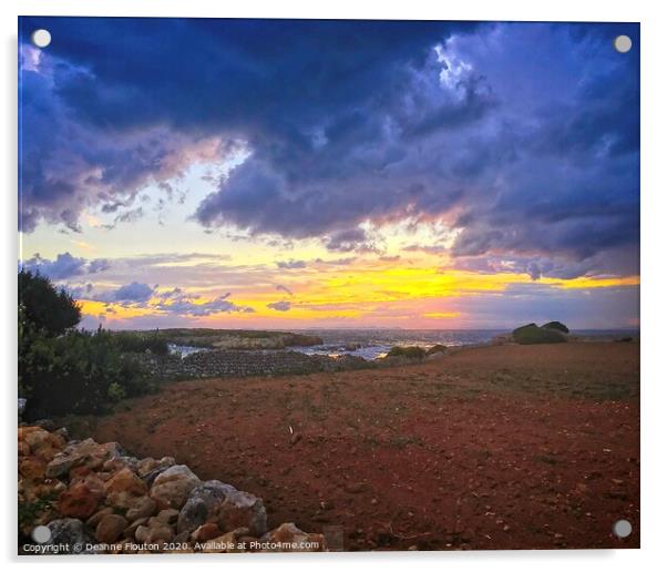 Dramatic Sunset over San Adeodato Menorca  Acrylic by Deanne Flouton